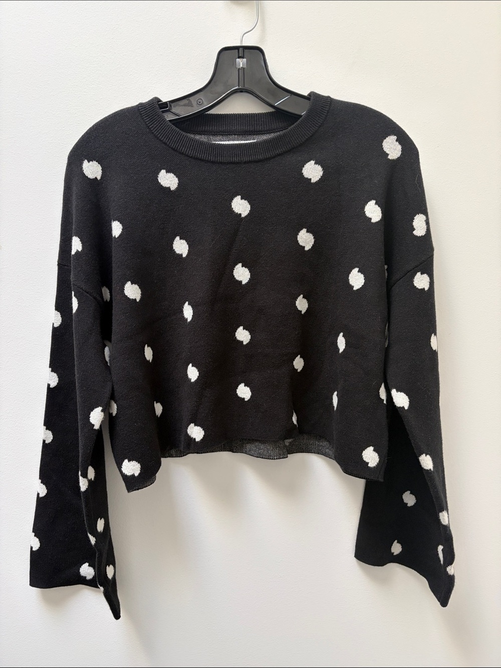 Current/Elliott Weslan Cropped Bell Sleeve Sweater Size 0 Black White